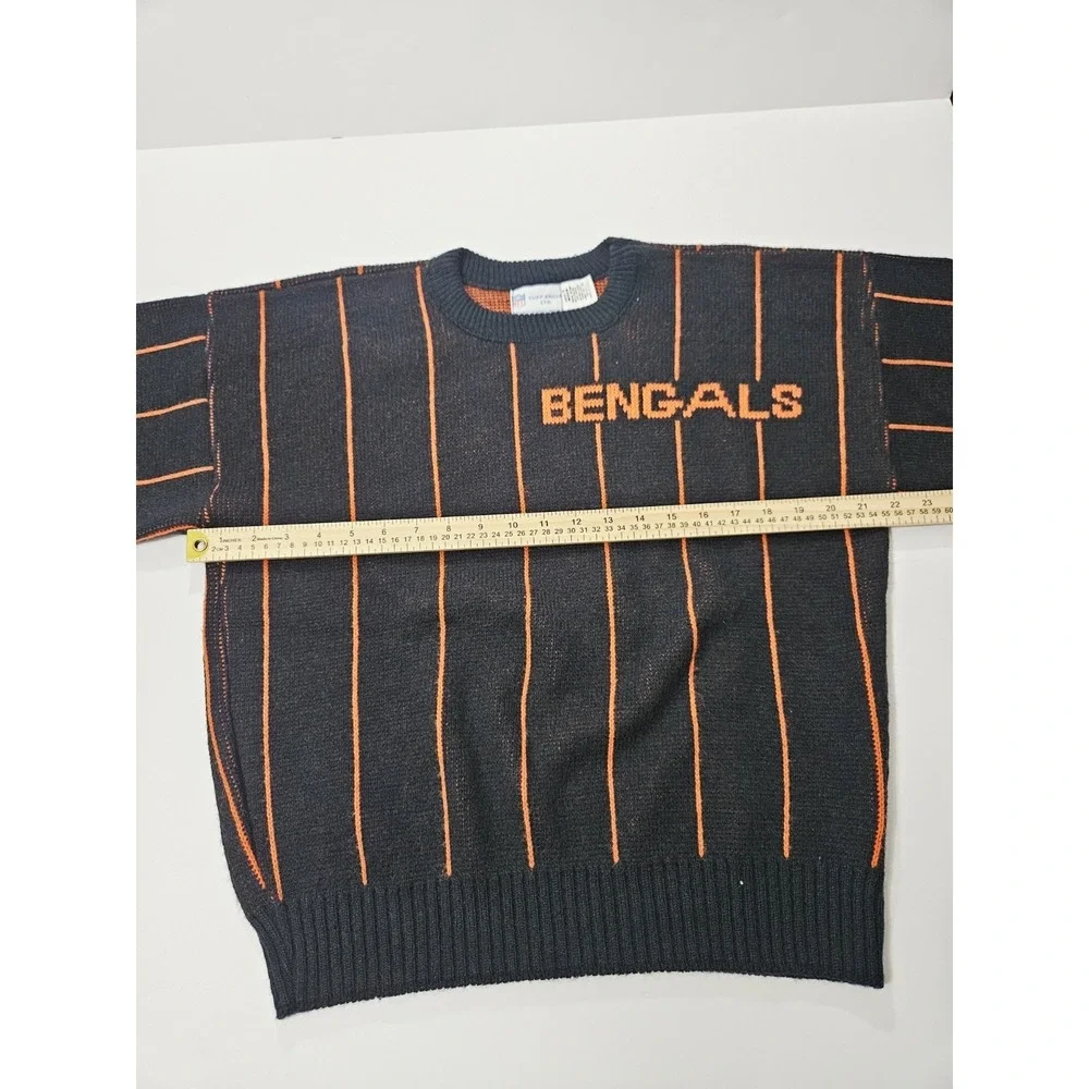 Vintage Cincinnati Bengals Cliff Engle NFL Pullover‎ Sweater Striped Size Medium
